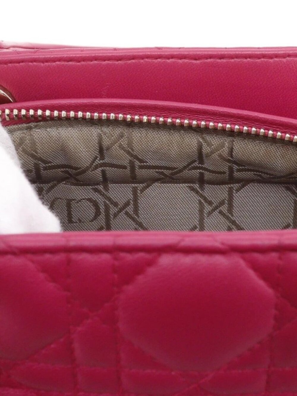 Dior Lady Dior Medium Handbag Canage pink lambskin Women - Picture 9 of 12